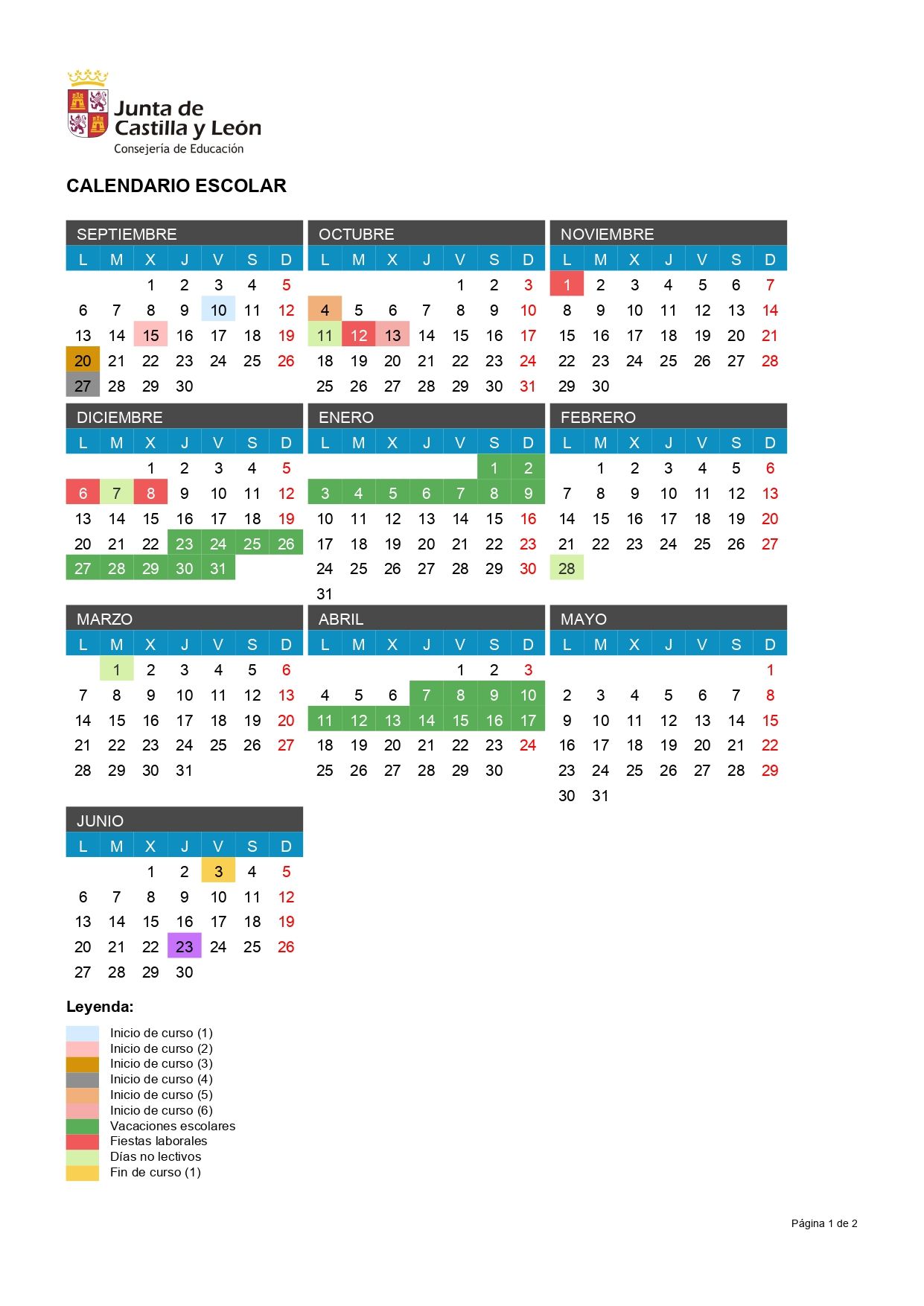 Calendario escolar 2021 2022