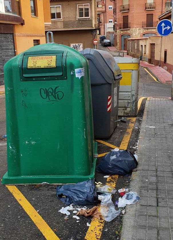 Bolsas de basura fuera de los contenedores en Benavente 2