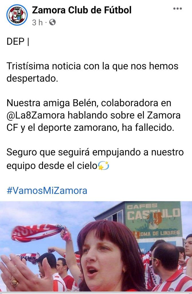 Tuit del Zamora mostrando sus condolencias