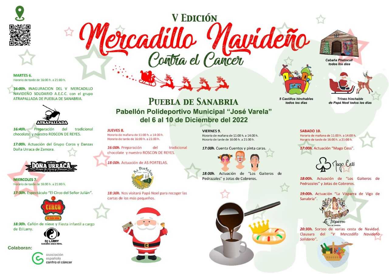 Programa del mercadillo AECC en Puebla de Sanabria