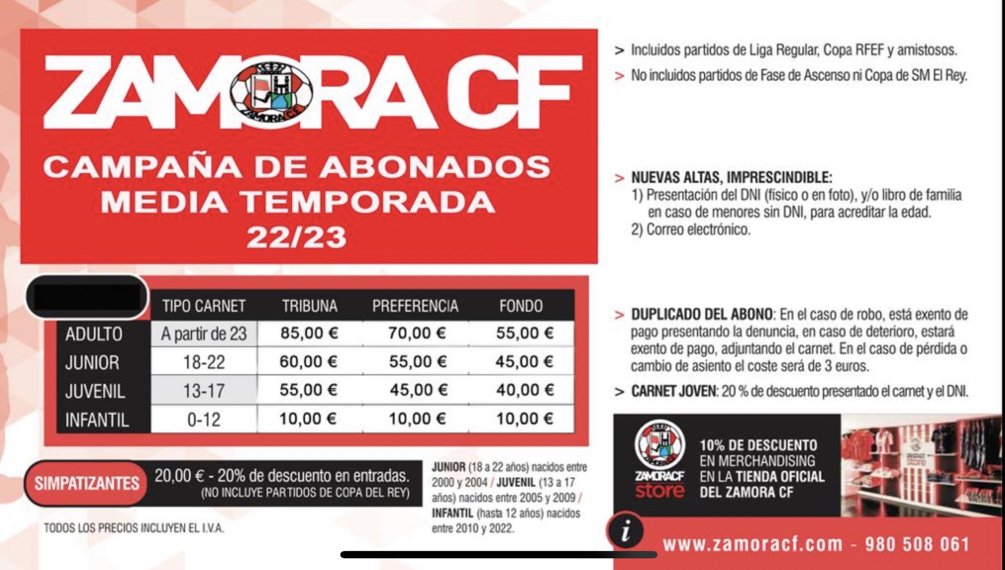 Campaña de abonados de media temporada del Zamora CF