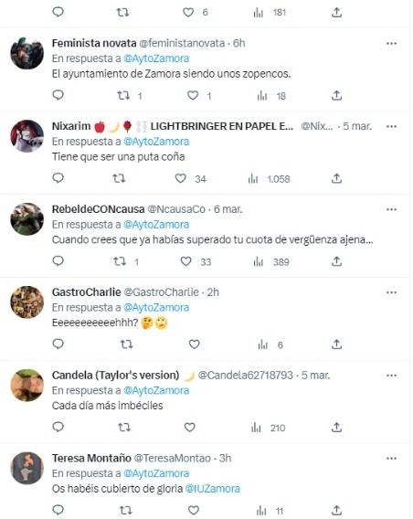 Imagen de la red social Twitter en respuesta a la campaña del Ayuntamiento de Zamora