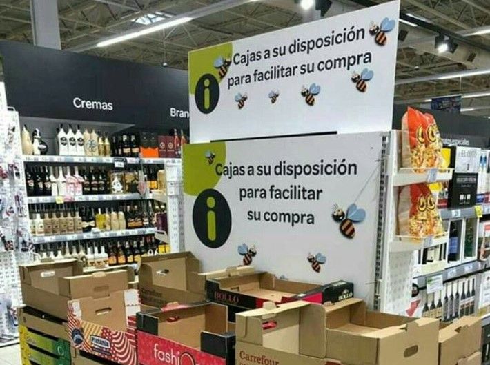 Un supermercado de Zamora facilita cajas de cartón a sus para evitar el consumo de plástico