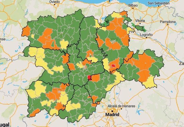 Mapa de zonas básicas de salud en Castilla y León de este domingo.